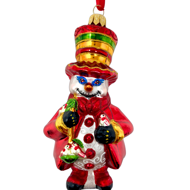 Cinnamon Spice Snowman Glass Ornament
