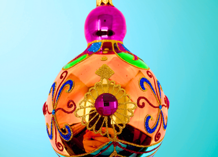 Citrine Sparkling Gem Glass Christmas Bauble