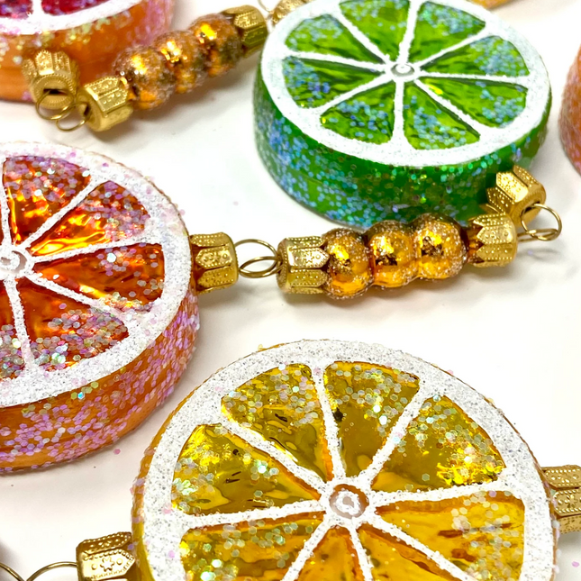 Citrus Fruit Slices Glass Tree Garland
