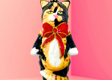 Cleo Calico Cat Glass Ornament