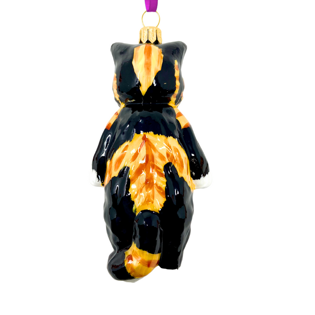 Cleo Calico Cat Glass Ornament