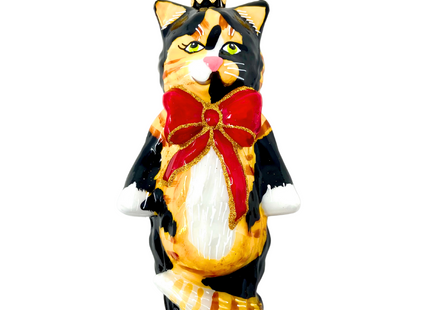 Cleo Calico Cat Glass Ornament