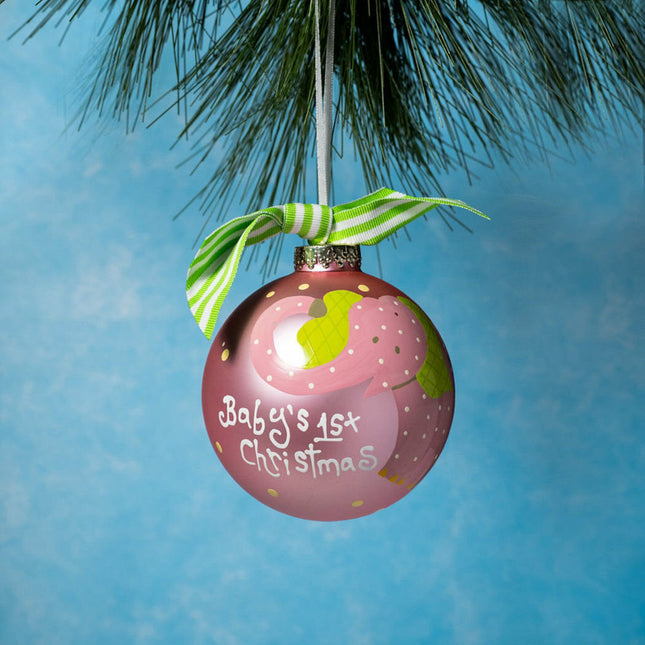 decorative personalized baby's first christmas pink elephant christmas ornament – Christmas ornament, holiday tree decoration
