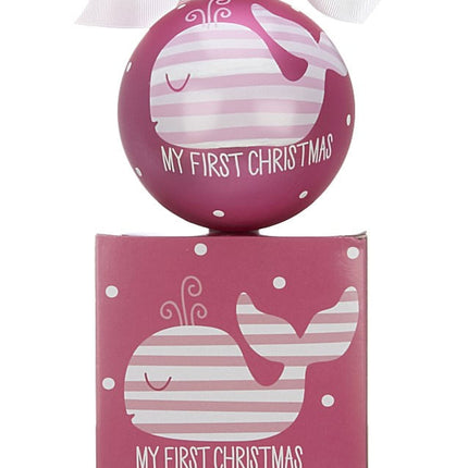 engraved personalized my first christmas whale girl christmas ornament – Christmas ornament, holiday tree decoration or gift