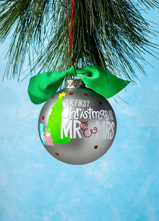Our First Christmas as Mr. & Mrs. Christmas Tree Personalized Ornament by COTON COLORS Ornament