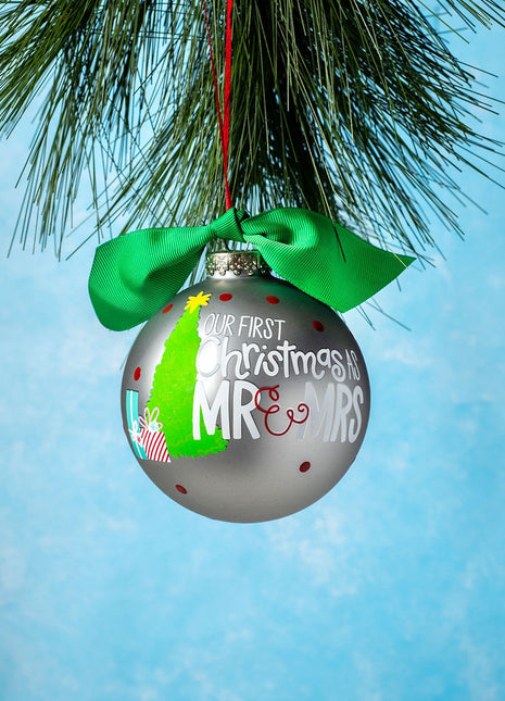 Our First Christmas as Mr. & Mrs. Christmas Tree Personalized Ornament by COTON COLORS Ornament