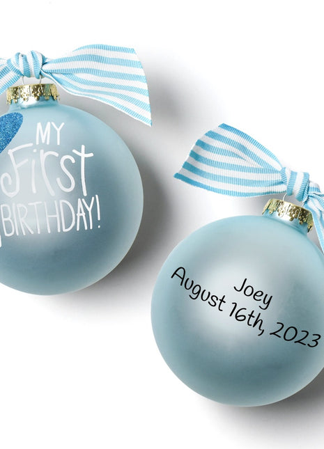 My First Birthday Blue Personalized Ornament