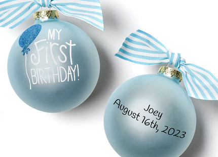 decorative personalized my first birthday blue christmas ornament – Christmas ornament, holiday tree decoration or gift