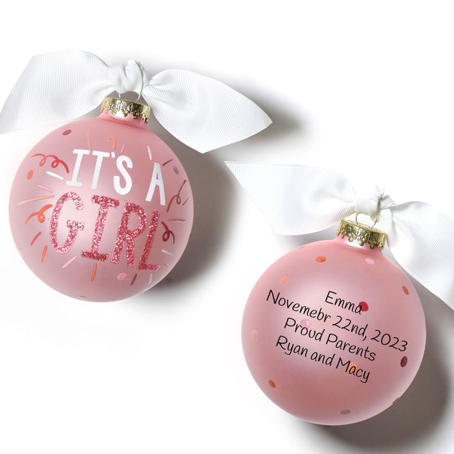 engraved personalized it's a girl popper christmas ornament – Christmas ornament, holiday tree decoration or gift