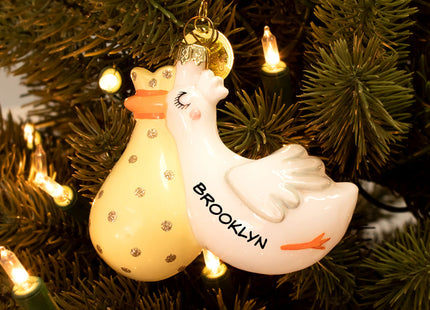 decorative personalized flying stork christmas ornament – Christmas ornament, holiday tree decoration or gift