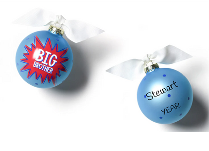 Personalized Big Brother blue glass ball Christmas ornament with custom name and year