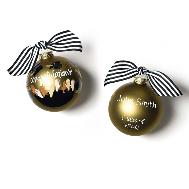 Personalized Congratulations graduation glass ball ornament with graduate name class and year
