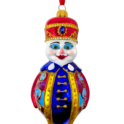Colonel Snowman Glass Ornament