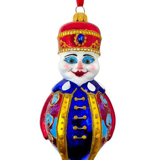 Colonel Snowman Glass Ornament