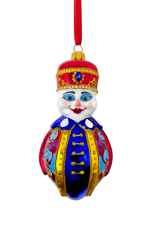 Colonel Snowman Glass Ornament