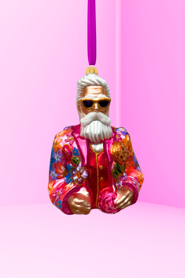 Cool-El Santa Polish Glass Ornament (Pink)