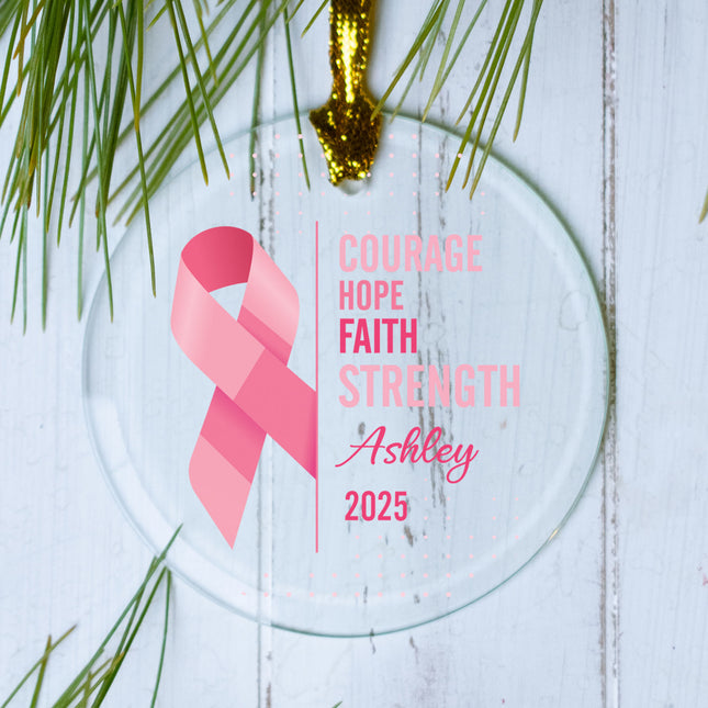 holiday personalized breast cancer awareness words christmas ornament – Christmas ornament, holiday tree decoration or gift