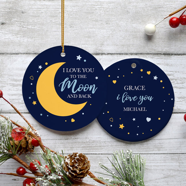 keepsake personalized love you to the moon and back christmas ornament – Christmas ornament, holiday tree decoration or gift