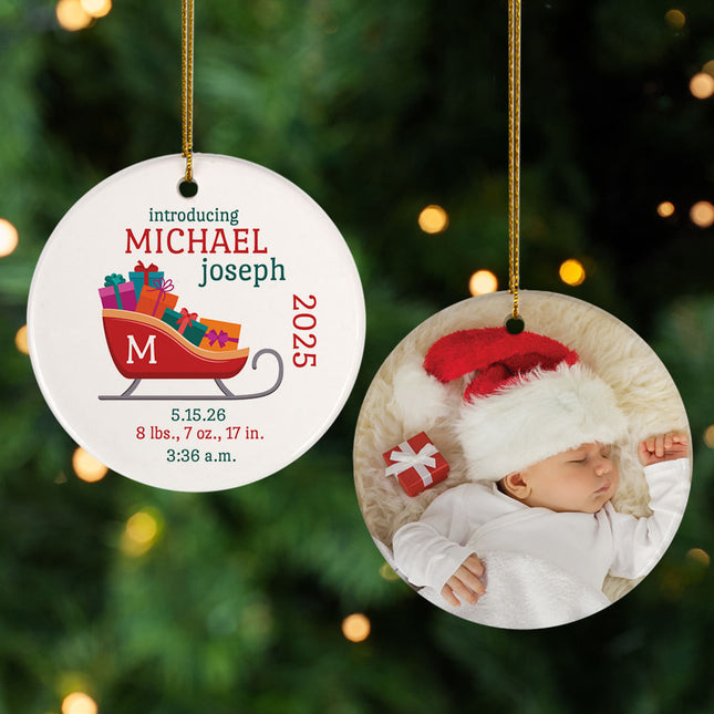 personalized personalized baby sleigh christmas ornament – Christmas ornament, holiday tree decoration or gift