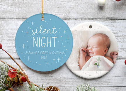 engraved personalized silent night christmas ornament – Christmas ornament, holiday tree decoration or gift