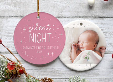 custom personalized silent night christmas ornament – Christmas ornament, holiday tree decoration or gift