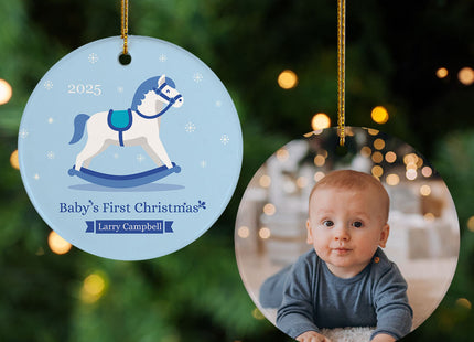 decorative personalized rocking horse baby's first christmas ornament – Christmas ornament, holiday tree decoration or gift