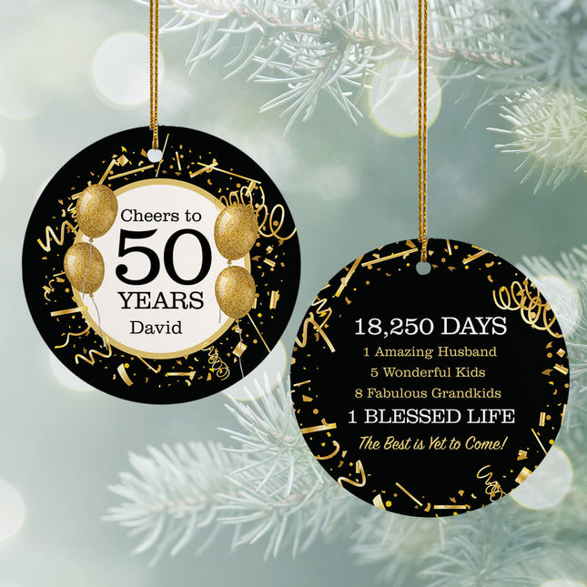 engraved personalized gold balloons 50 christmas ornament – Christmas ornament, holiday tree decoration or gift