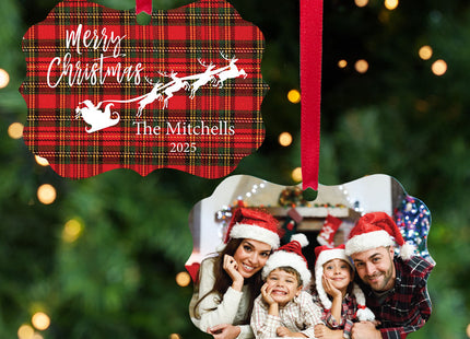 personalized personalized plaid santa christmas ornament – Christmas ornament, holiday tree decoration or gift