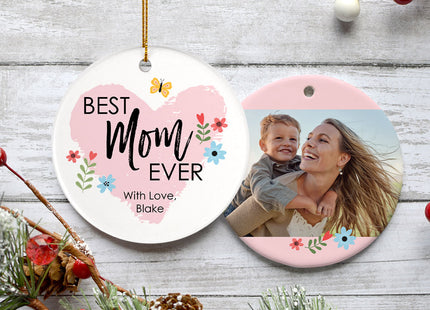 custom personalized best mom ever christmas ornament – Christmas ornament, holiday tree decoration or gift