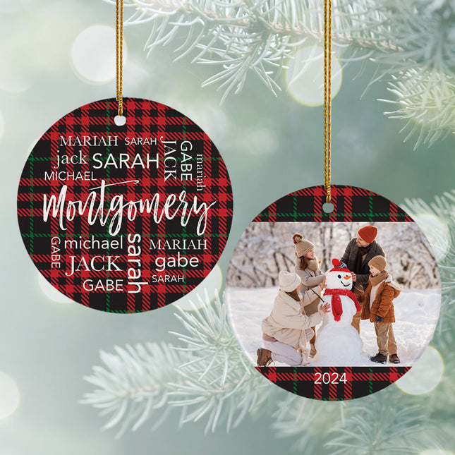 keepsake personalized plaid family word cloud christmas ornament – Christmas ornament, holiday tree decoration or gift
