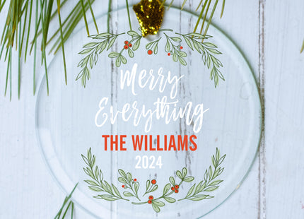 decorative personalized merry everything christmas ornament – Christmas ornament, holiday tree decoration or gift