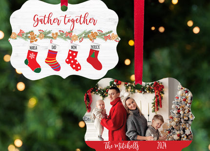 custom personalized family of 4 stocking christmas ornament – Christmas ornament, holiday tree decoration or gift