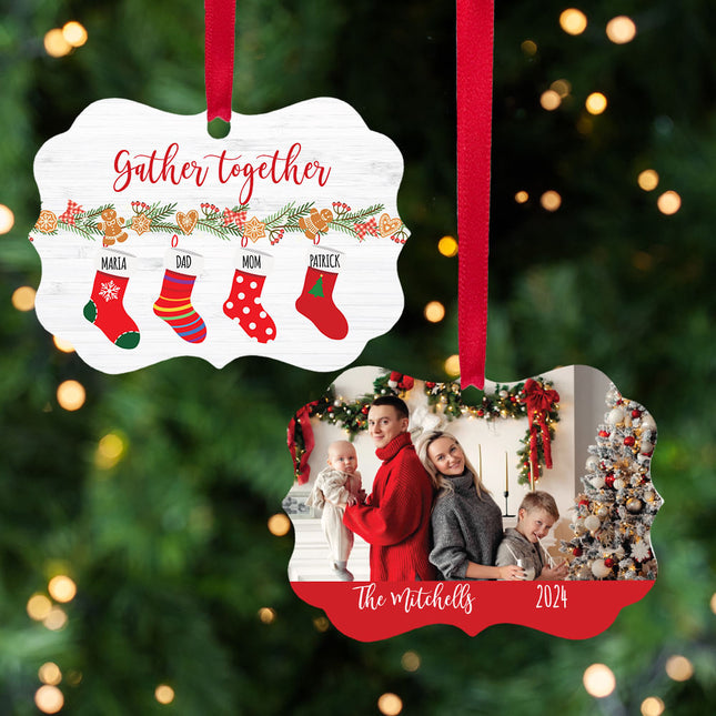 custom personalized family of 4 stocking christmas ornament – Christmas ornament, holiday tree decoration or gift
