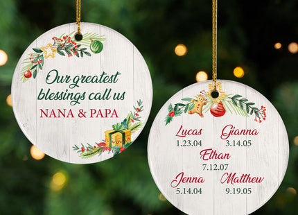 engraved personalized 5 grandkids blessing christmas ornament – Christmas ornament, holiday tree decoration or gift