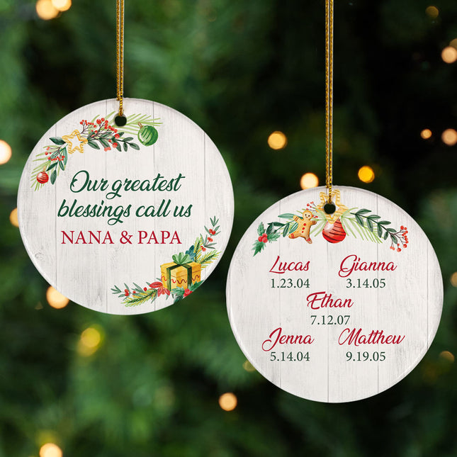 engraved personalized 5 grandkids blessing christmas ornament – Christmas ornament, holiday tree decoration or gift