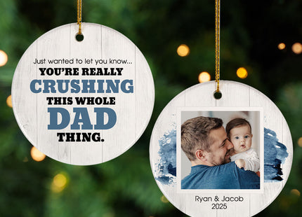 keepsake personalized dad crushing it christmas ornament – Christmas ornament, holiday tree decoration or gift