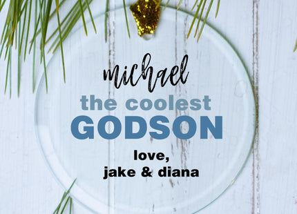 custom personalized coolest godson christmas ornament – Christmas ornament, holiday tree decoration or gift