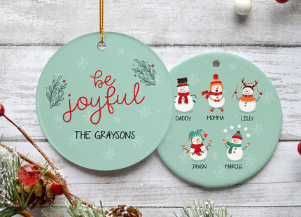 decorative personalized snowman family of 5 christmas ornament – Christmas ornament, holiday tree decoration or gift