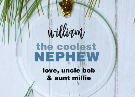 engraved personalized coolest nephew christmas ornament – Christmas ornament, holiday tree decoration or gift