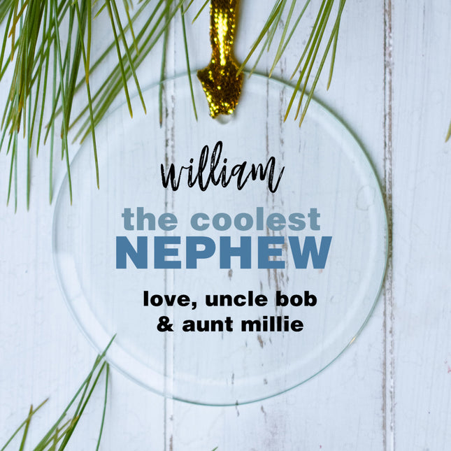 engraved personalized coolest nephew christmas ornament – Christmas ornament, holiday tree decoration or gift