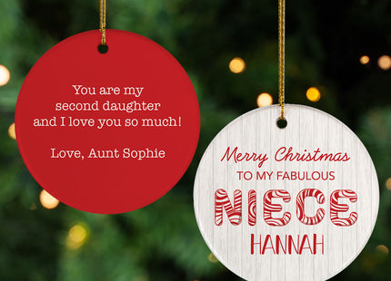 decorative personalized candy cane niece christmas ornament – Christmas ornament, holiday tree decoration or gift