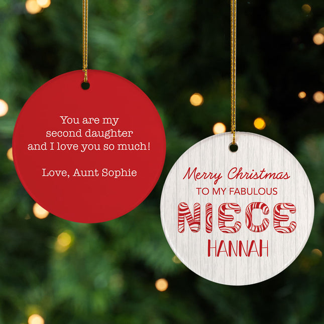 decorative personalized candy cane niece christmas ornament – Christmas ornament, holiday tree decoration or gift