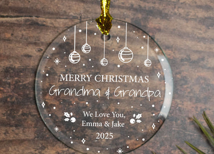 custom personalized grandma & grandpa merry xmas christmas ornament – Christmas ornament, holiday tree decoration or gift