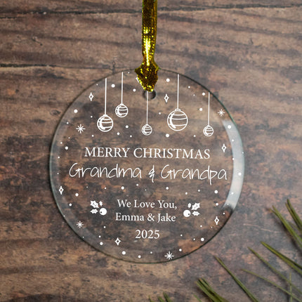 custom personalized grandma & grandpa merry xmas christmas ornament – Christmas ornament, holiday tree decoration or gift