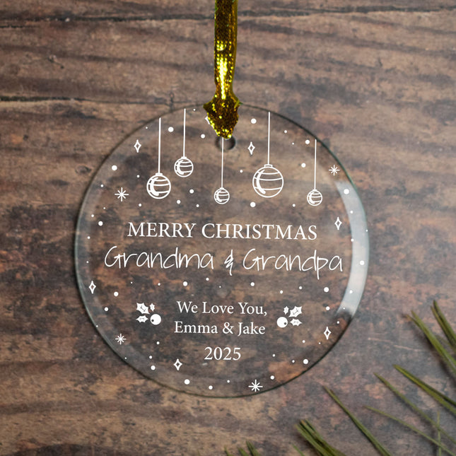 custom personalized grandma & grandpa merry xmas christmas ornament – Christmas ornament, holiday tree decoration or gift