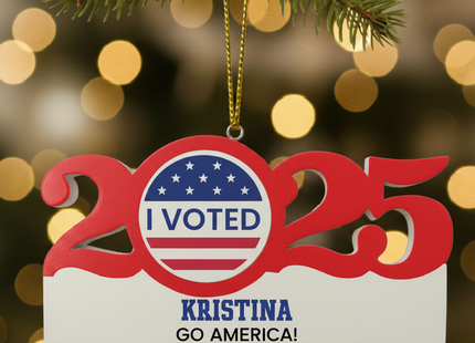 I Voted Patriotic Dated Christmas Ornament