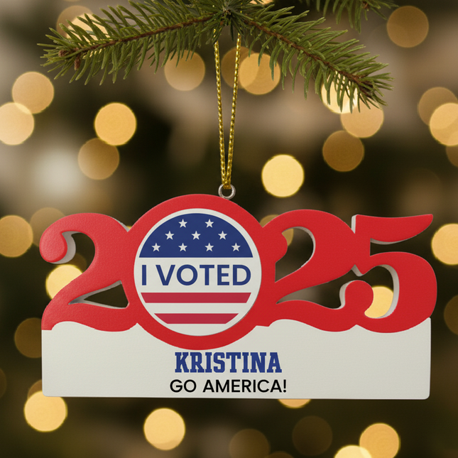 I Voted Patriotic Dated Christmas Ornament