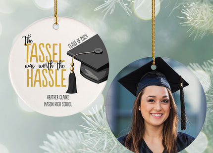 holiday persoanalized graduation hassle was worth the tassle christmas ornament – Christmas ornament, holiday tree decoration
