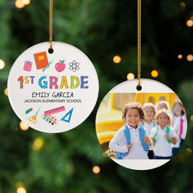 holiday personalized 1st grade christmas ornament – Christmas ornament, holiday tree decoration or gift