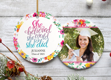decorative personalized she believed she could christmas ornament – Christmas ornament, holiday tree decoration or gift